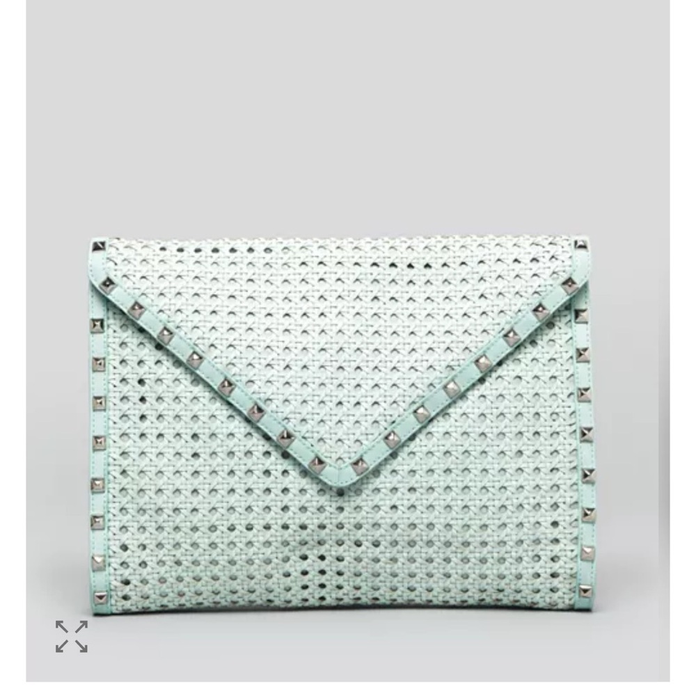 Rebecca Minkoff Light Green Leather Studded Clutch
